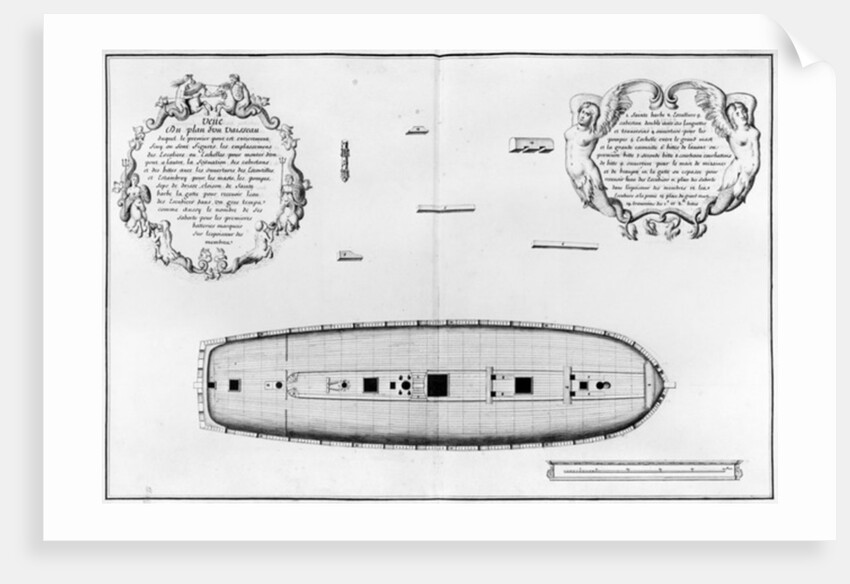 lan of a vessel with a completed first deck by French School