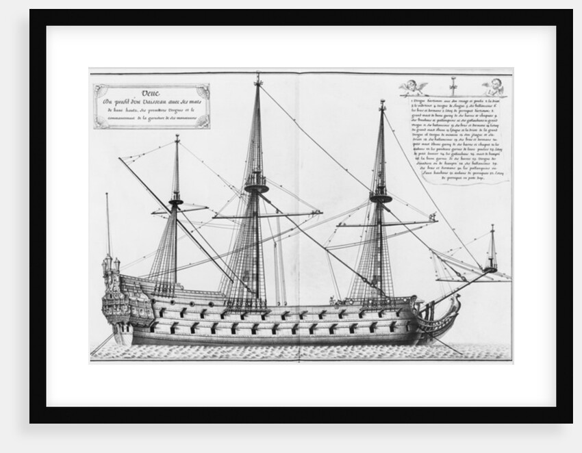 rofile of a vessel with its masts by French School