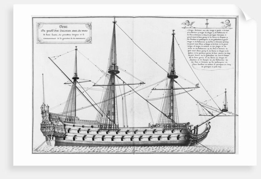 rofile of a vessel with its masts by French School