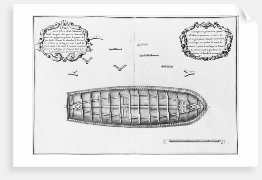 lan of a vessel lined up to the false deck by French School