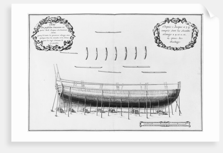 Profile of a partly planked vessel by French School