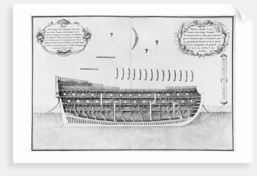 ross-section of a launched vessel by French School
