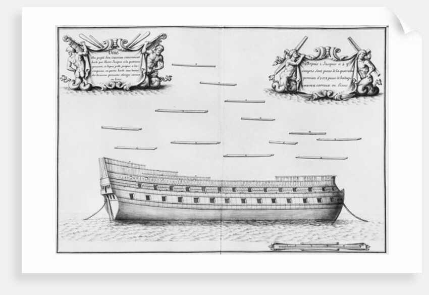 rofile of an entirely planked vessel by French School
