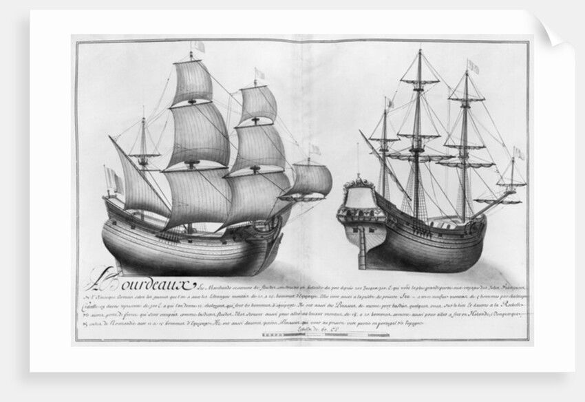 A Dutch store ship and a pinasse, Bordeaux by French School