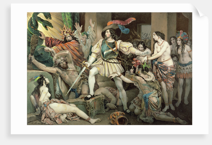 Conquest of Mexico: Hernando Cortes Opposed to Human Sacrifice by Nicholas Eustache Maurin