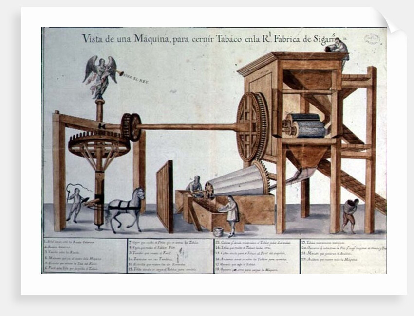 Tobacco Sieving Machine from the Royal Tobacco Factory in Mexico, 1785-87 by Spanish School