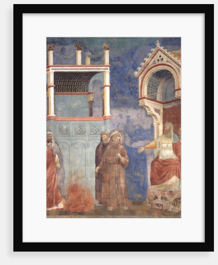 The Trial by Fire, St. Francis offers to walk through fire, to convert the Sultan of Egypt in 1219, 1296-97 by Giotto