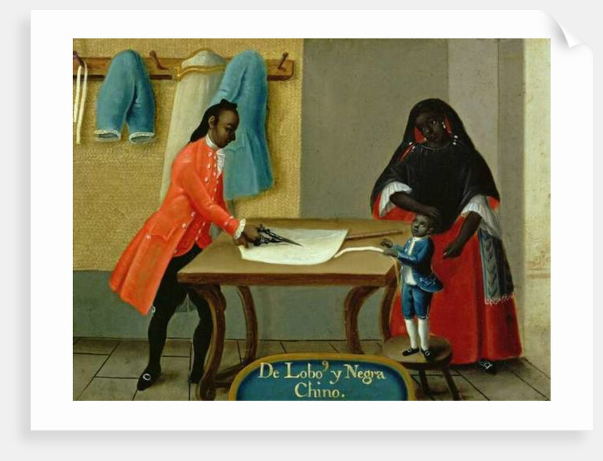 A Lobo Indian, his Half-Breed African Wife and their Child, from a series on mixed race marriages in Mexico by Mexican School