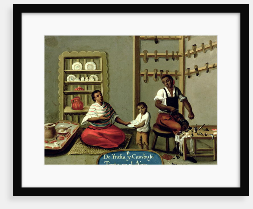 A Negro Man and his American Indian wife by Mexican School