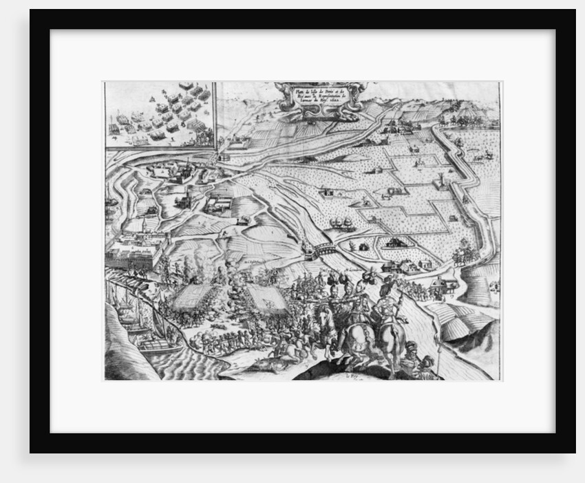 Siege of Ile de Re with the representation of the Royal army, 1622 by French School
