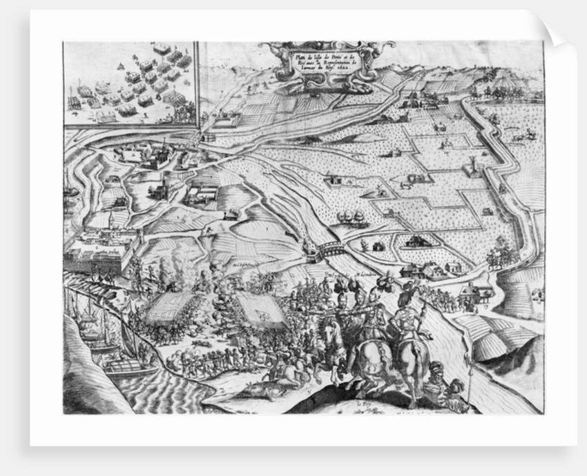 Siege of Ile de Re with the representation of the Royal army, 1622 by French School