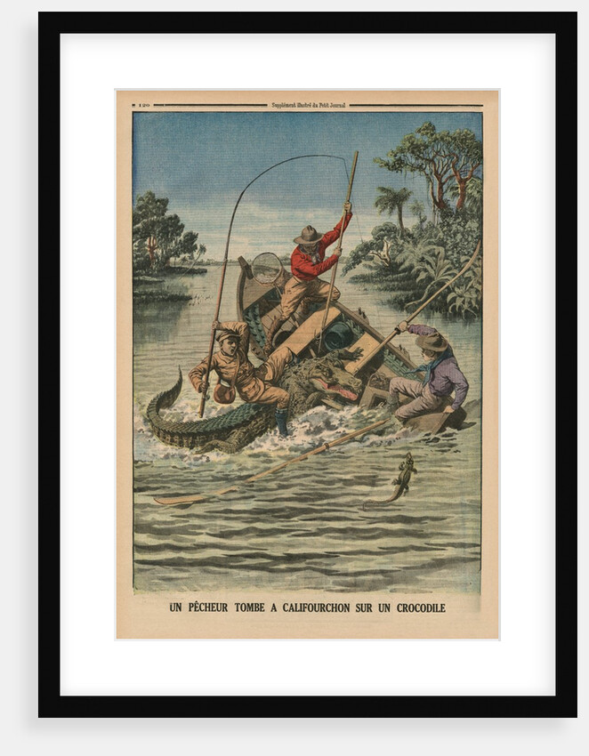 A fisherman astride a crocodile by French School
