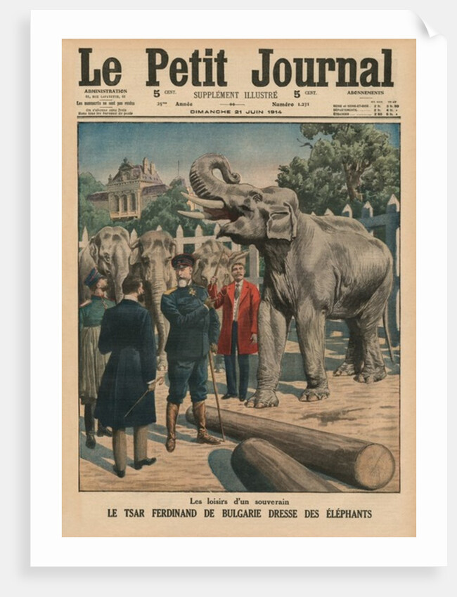 Leisure time of a sovereign, Tzar Ferdinand I of Bulgaria taming elephants by French School