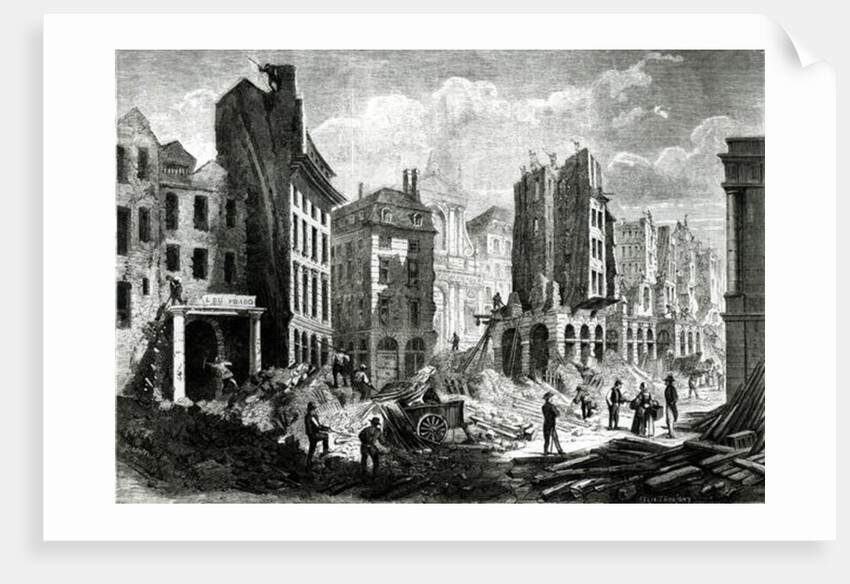 Construction of the Boulevard de Sebastopol, in the Second Empire. View of the demolition of the Rue de la Barillerie in 1859, pub. by Henry Duff Linton by Felix Thorigny