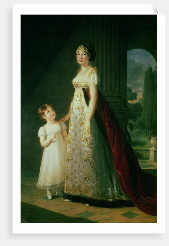 Maria Carolina Bonaparte Queen of Naples with her daughter Laetitia Murat, 1807 by Elisabeth Louise Vigee-Lebrun