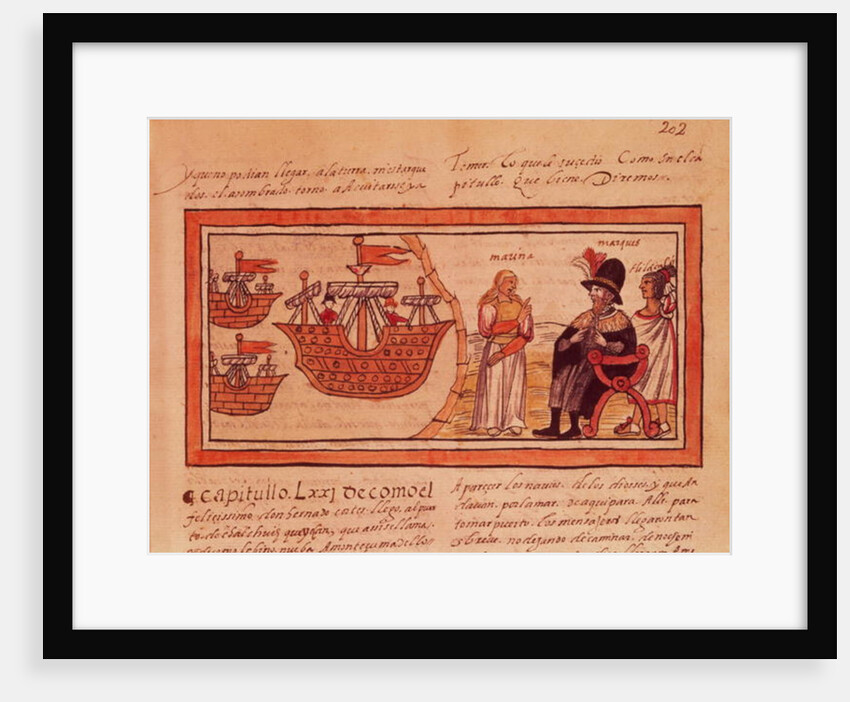 The Indian Princess Malinche or Dona Marina, Mistress of Hernando Cortes interpreting for him by Diego Duran