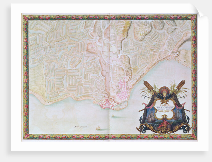 Ms. 988 T. III fol. 42 Map of the environs of the town and castle of Oléron by Sebastien Le Prestre de Vauban