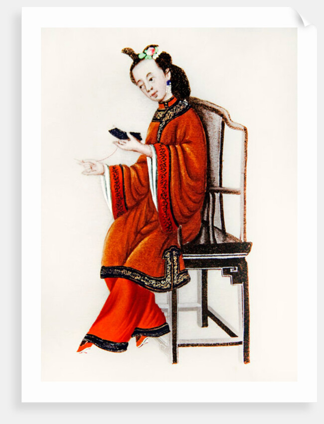 A Chinese Woman darning, Qianlong Period by School Chinese