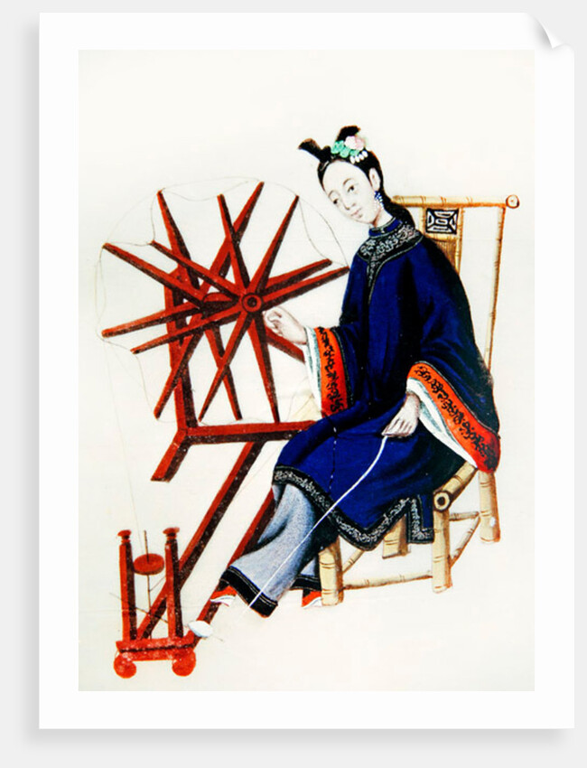 A Chinese Woman spinning, Qianlong Period by School Chinese