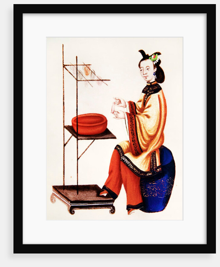 A Chinese Woman making a bobbin, Qianlong Period by School Chinese