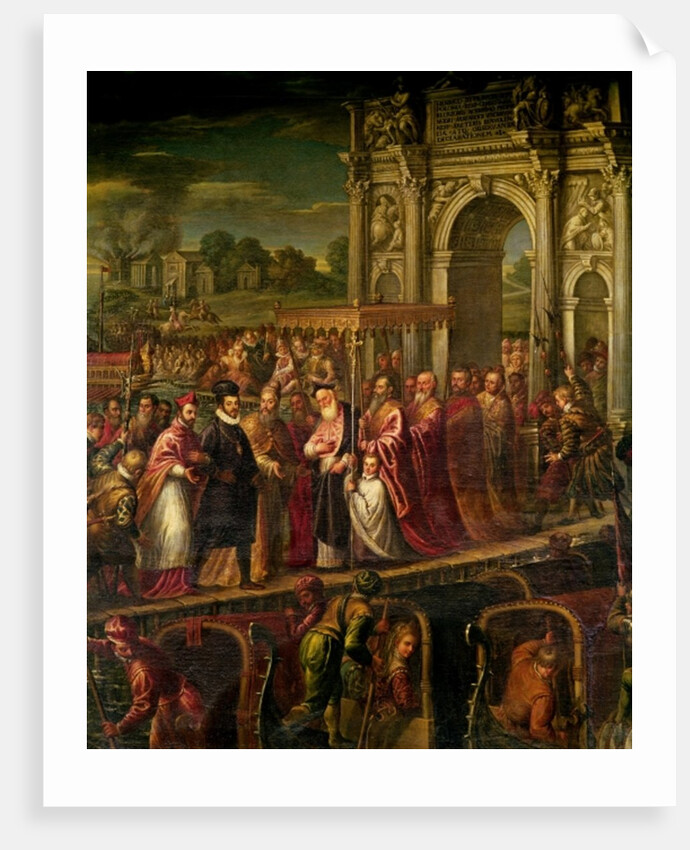 King Henri III of France visiting Venice in 1574, escorted by Doge Alvise Mocenigo and met by the Patriarch Giovanni Trevisan by Andrea Vicentino