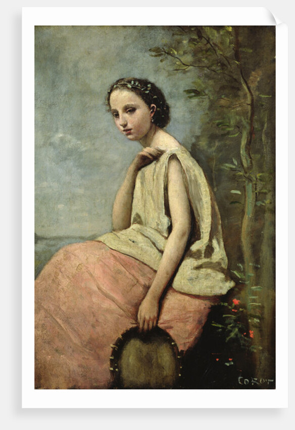 Zingara with a Tambourine by Jean Baptiste Camille Corot