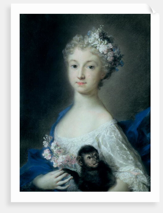 Girl holding a monkey, 18th century by Rosalba Giovanna Carriera