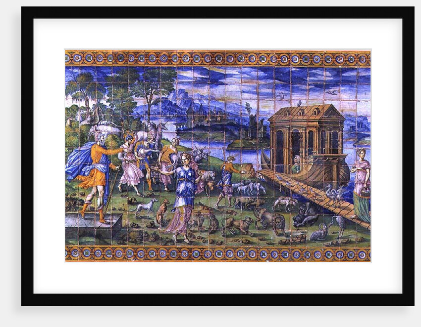 Tile depicting the Story of Noah: Embarking in the Ark by Masseot Abaquesne