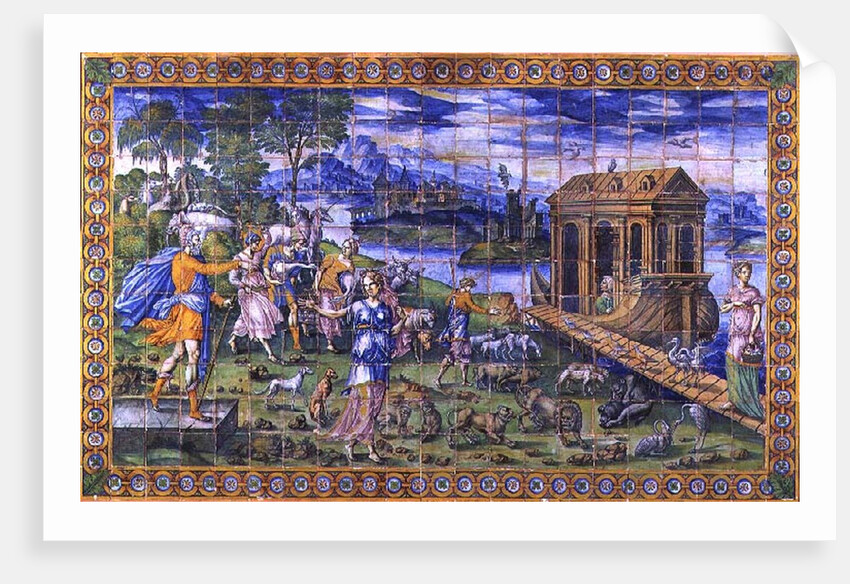 Tile depicting the Story of Noah: Embarking in the Ark by Masseot Abaquesne
