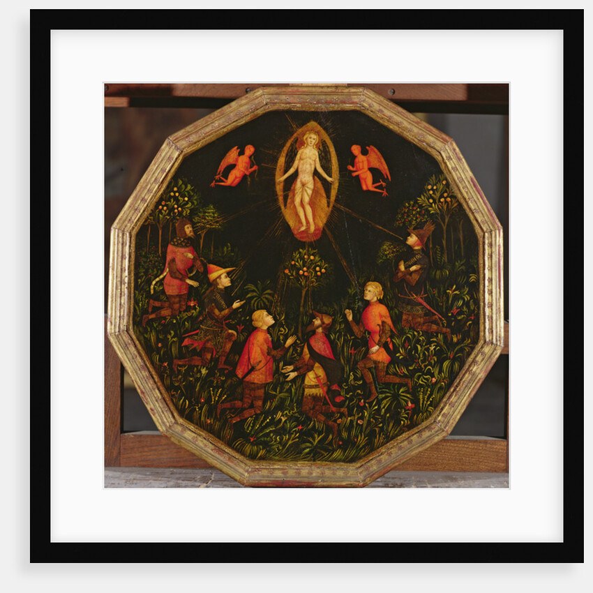 Confinement tray depicting the Triumph of Venus venerated by six legendary lovers: Achilles, Tristan, Lancelot, Samson, Paris and Troilus by Italian School