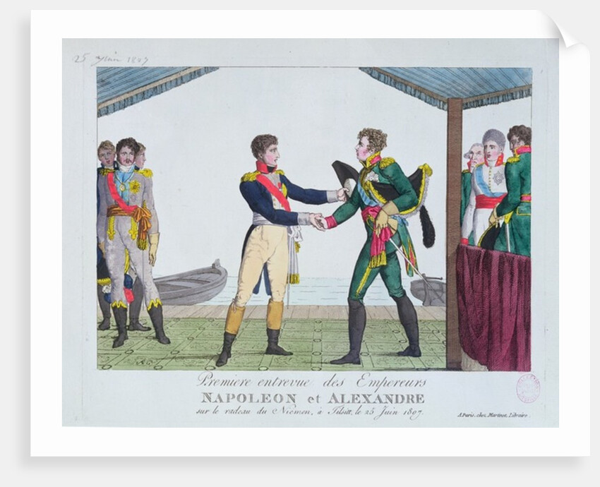 Meeting between Napoleon I and Alexander I, at Tilsit, 25 June, 1807 by French School