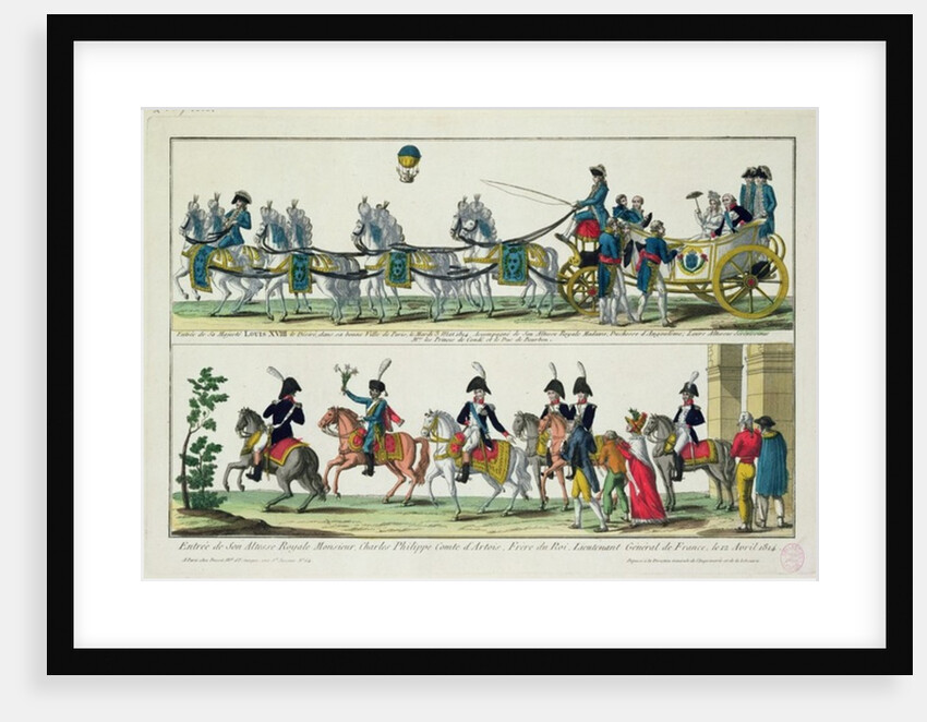 Entry to Paris of Charles, Count of Artois, 12 April 1814, and Entry to Paris of Louis XVIII, King of France and Navarre, 3 May 1814 by French School