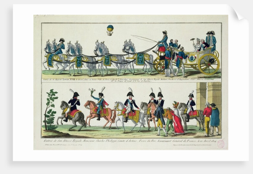 Entry to Paris of Charles, Count of Artois, 12 April 1814, and Entry to Paris of Louis XVIII, King of France and Navarre, 3 May 1814 by French School
