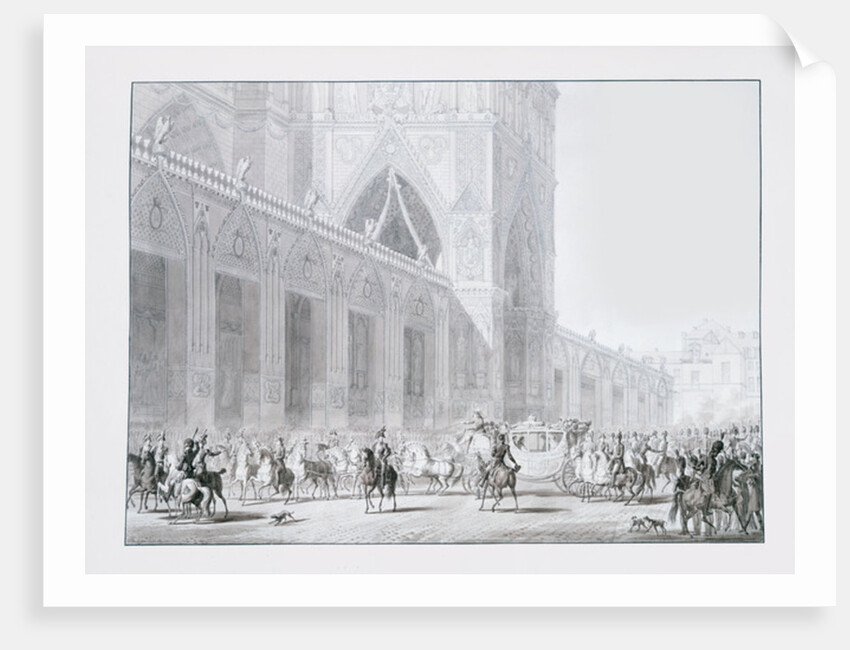 Arrival at Notre-Dame cathedral, Paris of Emperor Napoleon I and Empress Josephine for their coronation on 2 December, 1804 by Jean-Baptiste Isabey