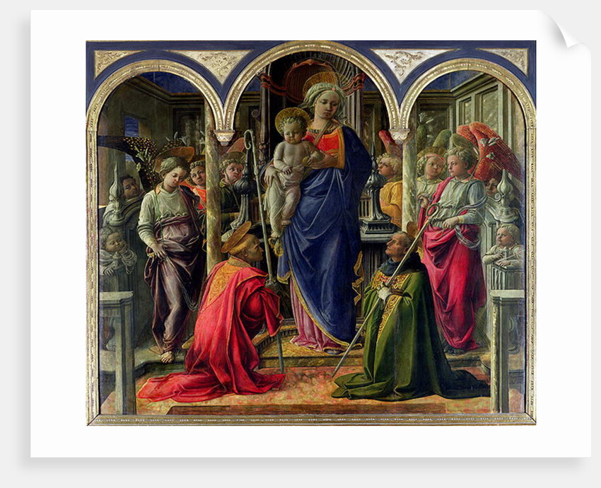 The Barbadori Altarpiece: Virgin and Child surrounded by Angels with St. Frediano and St. Augustine, 1437 by Fra Filippo Lippi