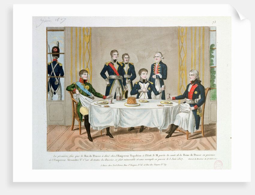 Dinner in Tilsit between Frederick William III of Prussia, Tsar Alexander I of Russia and Napoleon by French School