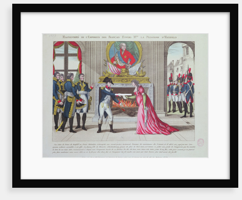 Magnanimity of Emperor Napoleon towards the Princess of Hatzfeld, 1806 by French School