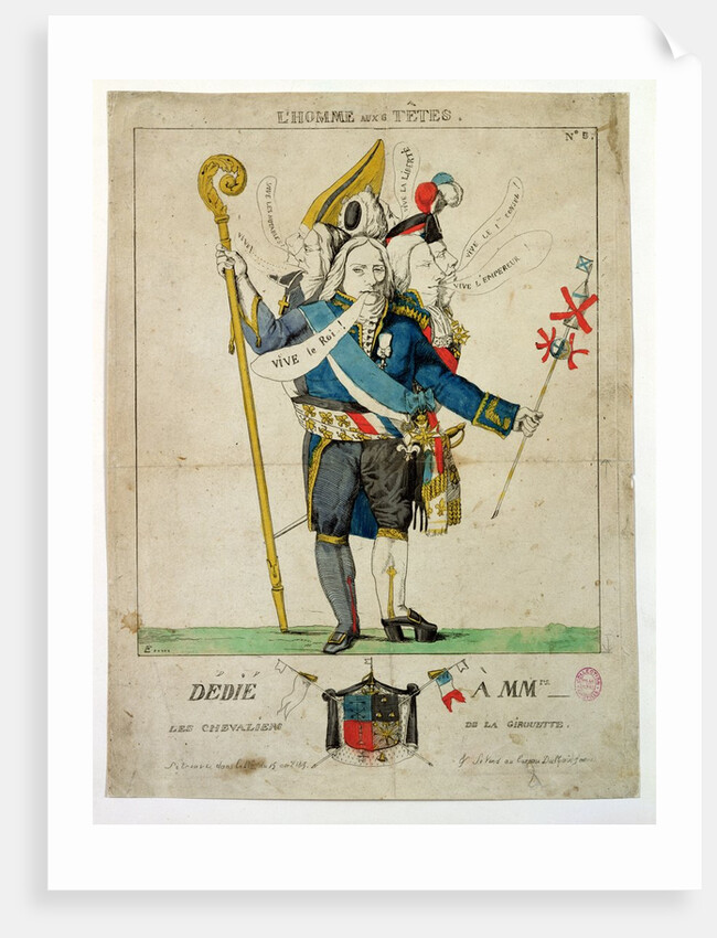 The Man with Six Heads, caricature of Charles Maurice de Talleyrand-Perigord, 1815 by French School