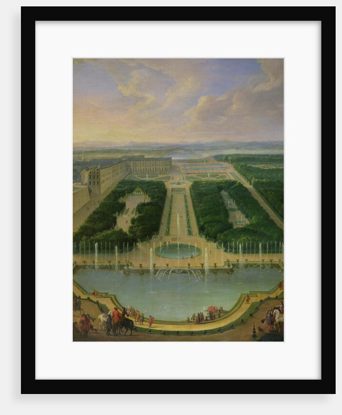 Perspective view of the chateau of Versailles seen from the Neptune Fountain, 1696 by Jean-Baptiste Martin