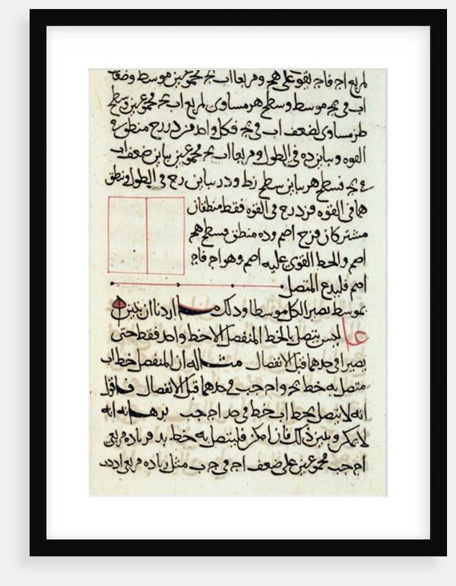 Page of text from a copy of 'Elements', a book on geometry by the Greek mathematician Euclid, 1188 by Islamic School