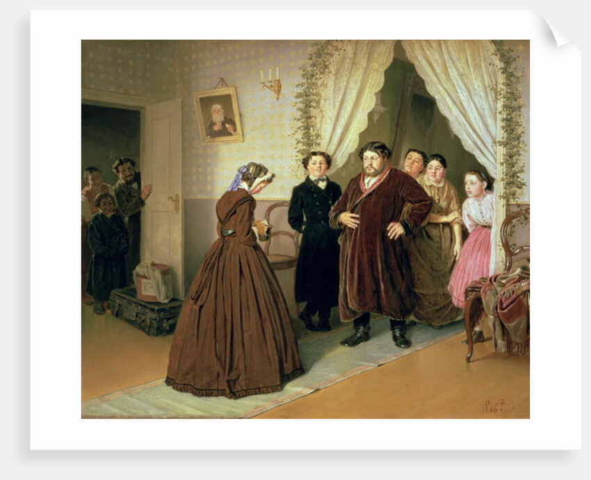 The Governess Arriving at the Merchant's House, 1866 by Vasili Grigorevich Perov