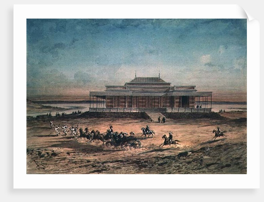 The Empress Eugenie travelling to the Inauguration of the Suez Canal in 1869, from a souvenir album, 1869 by Edouard Riou