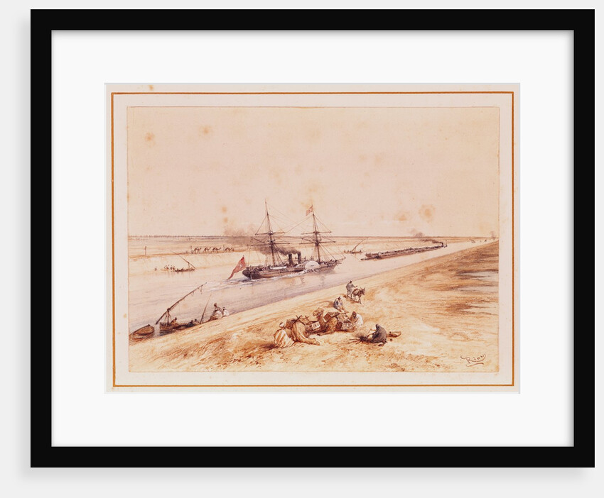 A Turkish Paddle Steamer Going Up the Suez Canal, from a souvenir album to commemorate the Voyage of Empress Eugenie at the Inauguration in 1869 by Edouard Riou