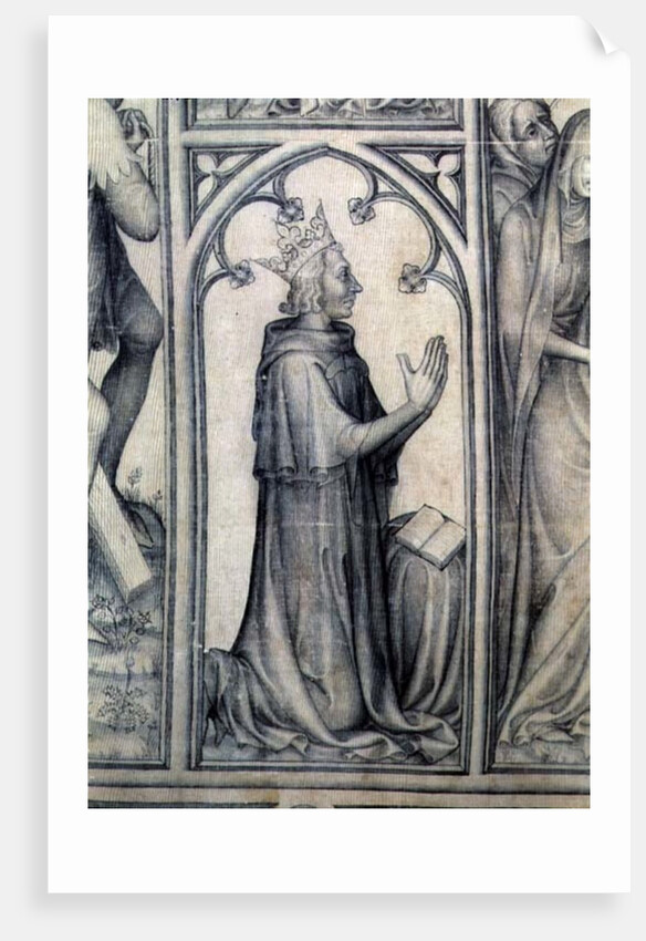 The Parement of Narbonne, detail of Charles V praying, c.1375 by French School