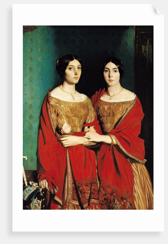The Two Sisters, or Mesdemoiselles Chasseriau: Marie-Antoinette-Adele and Genevieve sisters of the artist, 1843 by Theodore Chasseriau