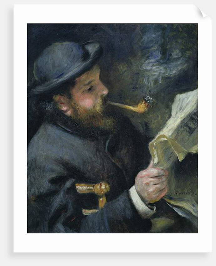 Claude Monet reading a newspaper, 1872 by Pierre Auguste Renoir