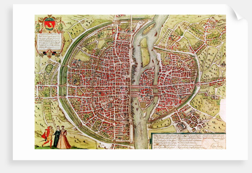 Map of Paris from 'Civitates orbis terrarrum' by Georg Braun and Franz Hogenbergh, French, 1572-1617 by Georg and Hogenberg Franz Braun
