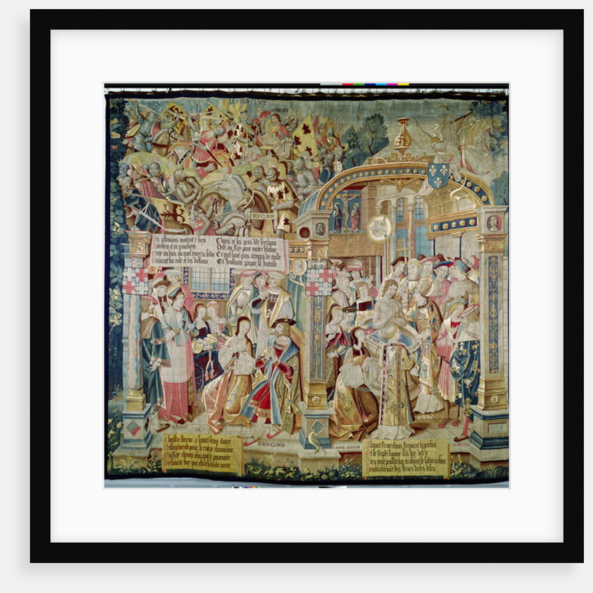 Scenes from the Life of St. Remigius bishop of Reims: the battle of Tolbiac in 496: the conversion and baptism of Clovis I, King of the Franks, 1531 by French School