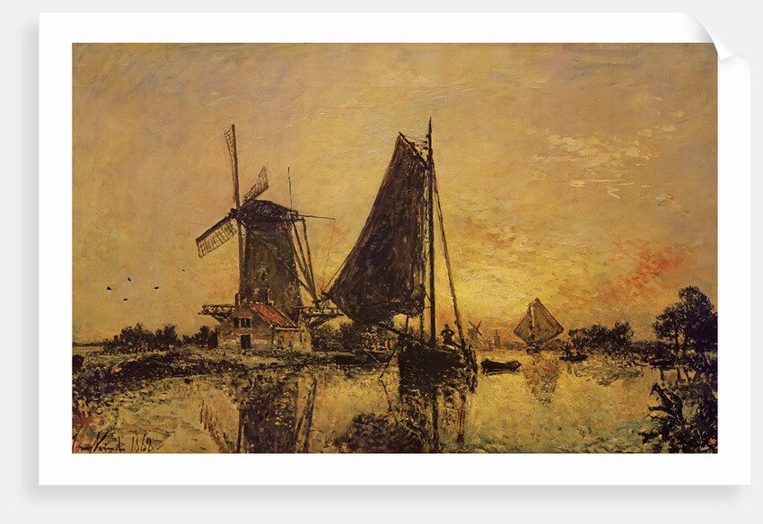 In Holland, Boats near a Windmill, 1868 by Johan-Barthold Jongkind