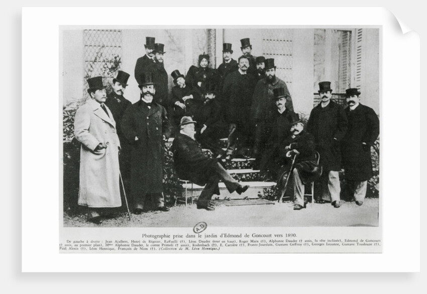 Group in the garden of Edmond Huot de Goncourt, c.1890 by French Photographer
